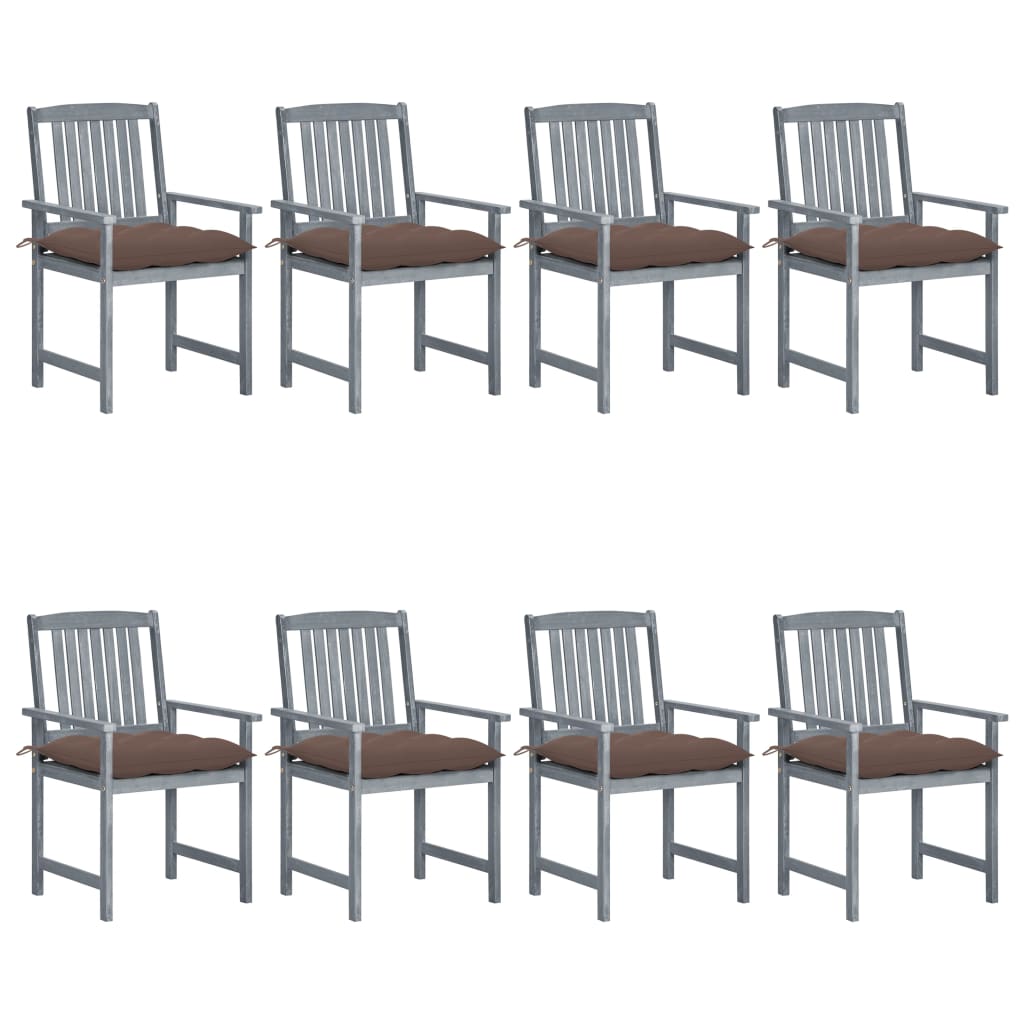 Chaises de jardin 4 pcs avec coussins en bois d'acacia massif