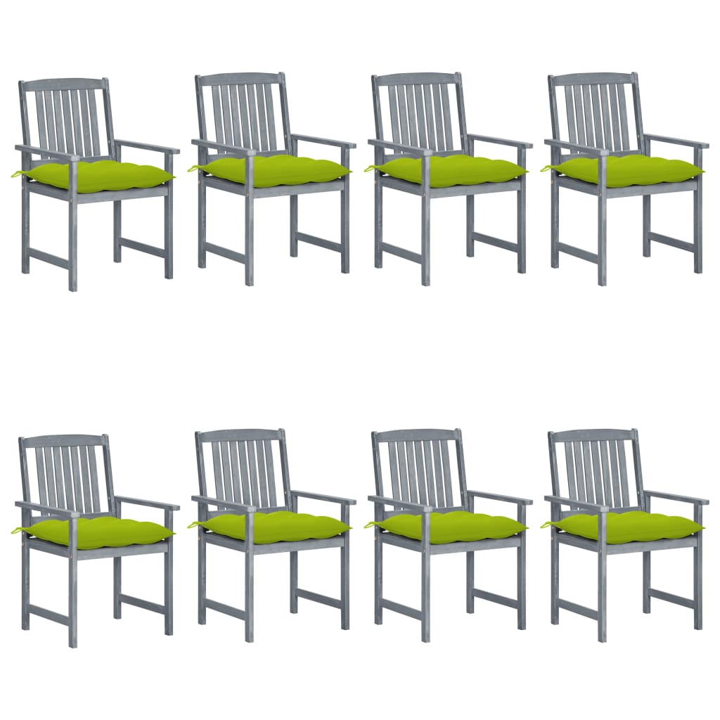 Chaises de jardin 4 pcs avec coussins en bois d'acacia massif