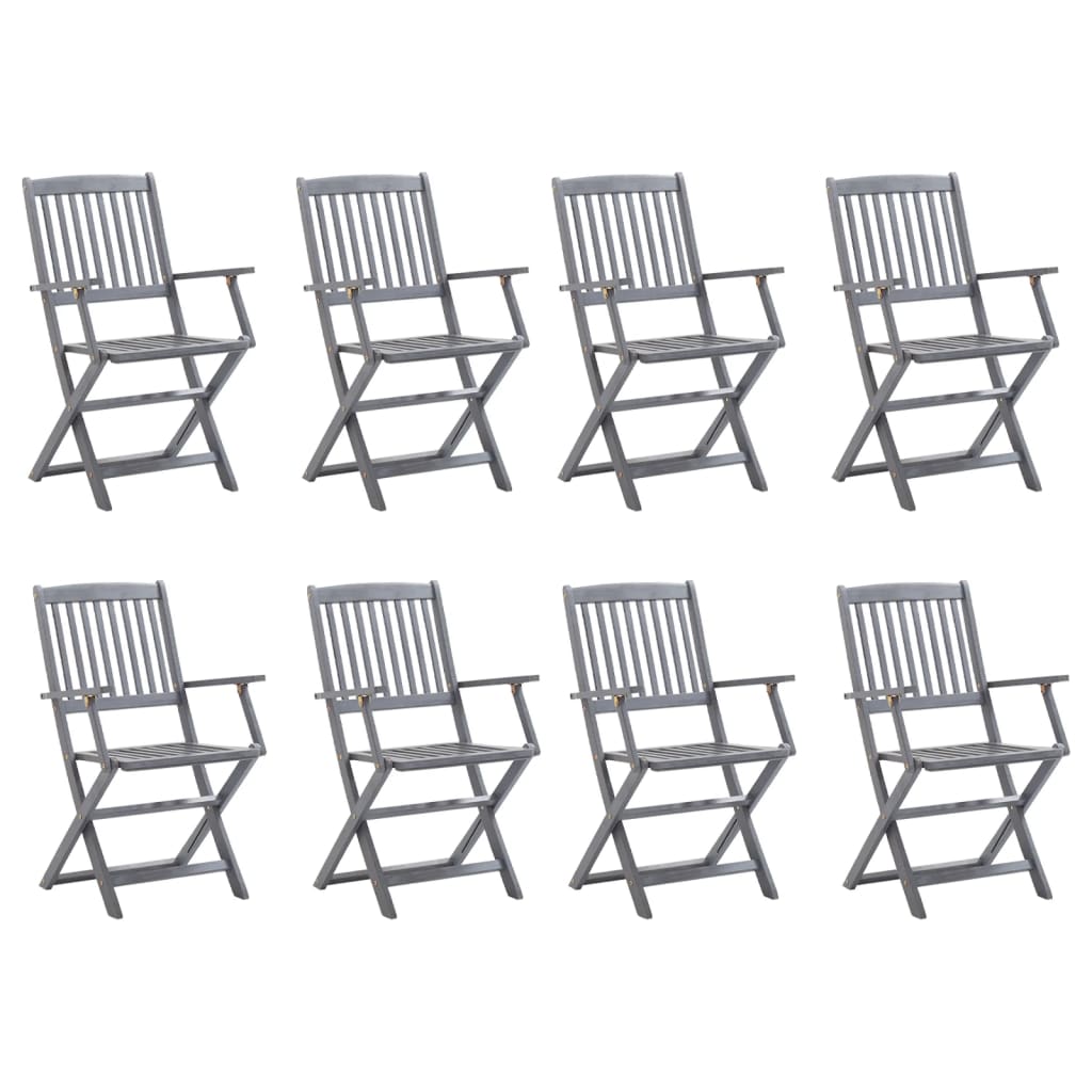 Chaises de jardin 6 pcs pliables avec coussins en bois d'acacia massif