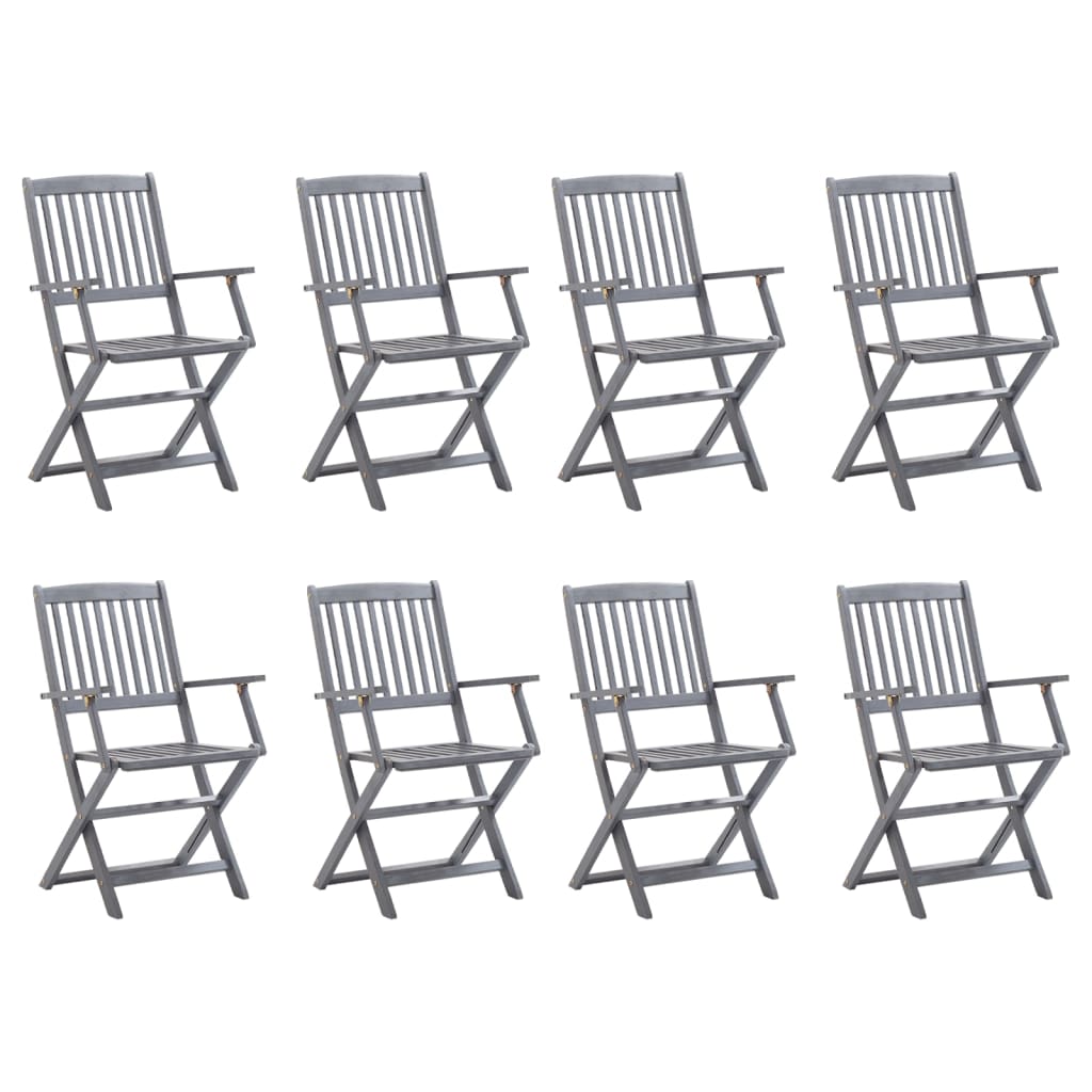 Chaises de jardin 6 pcs pliables avec coussins en bois d'acacia massif