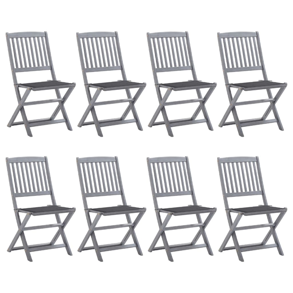 Chaises de jardin 6 pcs pliables avec coussins en bois d'acacia massif