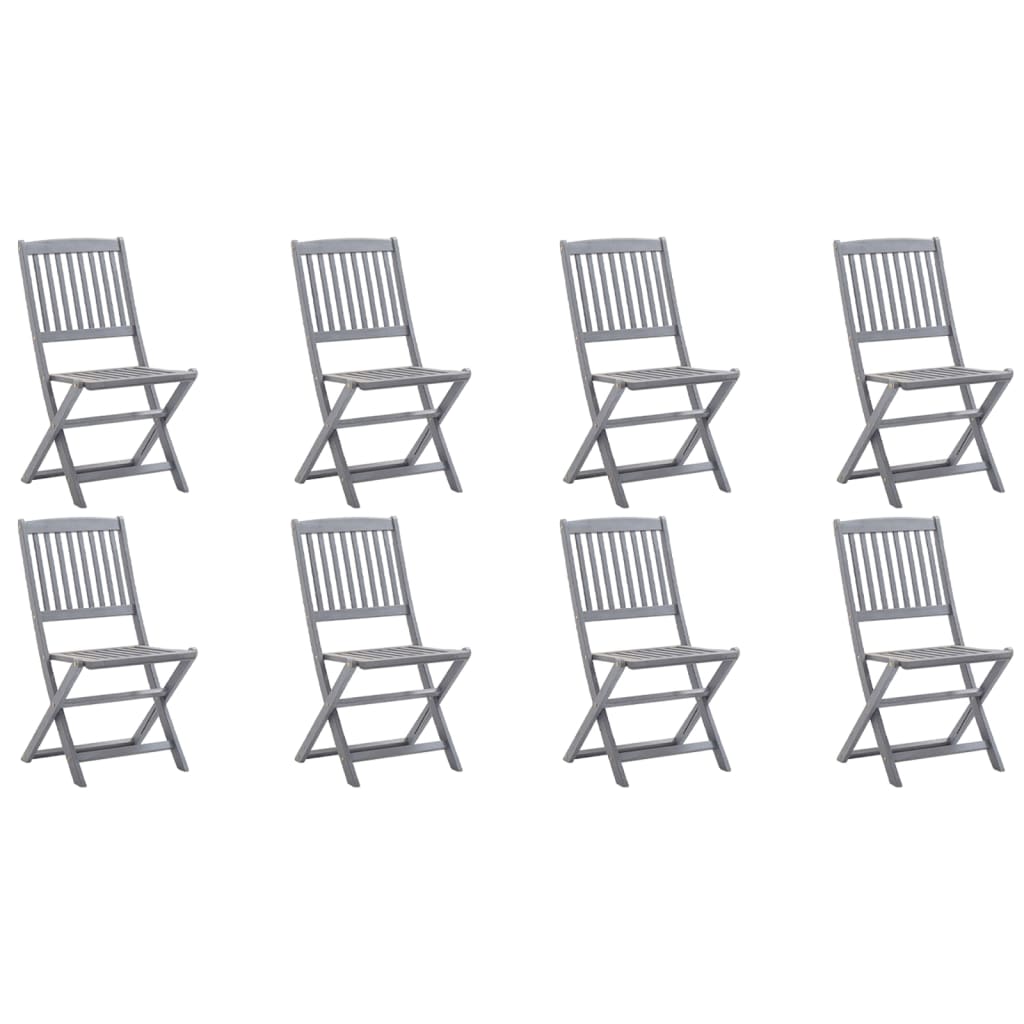 Chaises de jardin 6 pcs pliables avec coussins en bois d'acacia massif