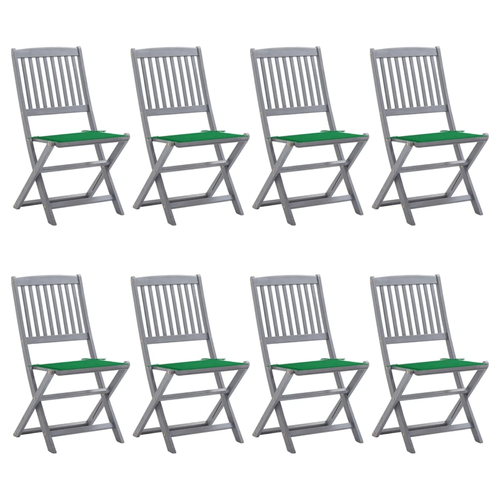 Chaises de jardin 6 pcs pliables avec coussins en bois d'acacia massif