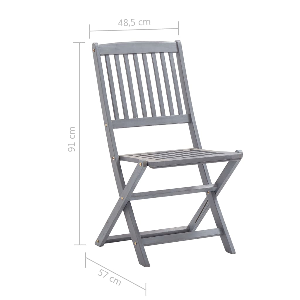 Chaises de jardin 6 pcs pliables avec coussins en bois d'acacia massif