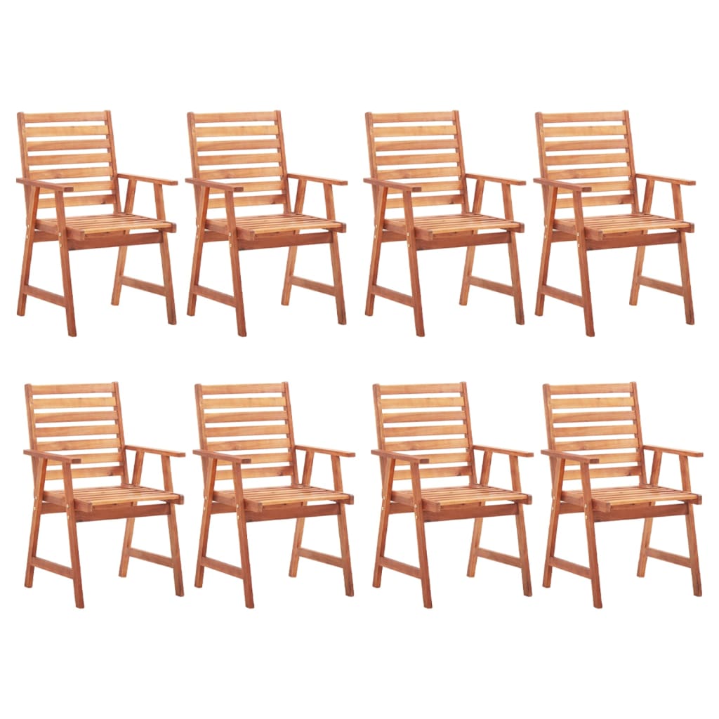 Chaises de jardin 8 pcs en bois d'acacia massif