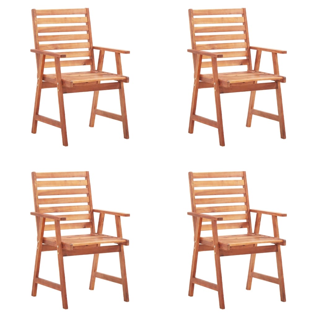 Chaises de jardin 4 pcs avec coussins en bois d'acacia massif