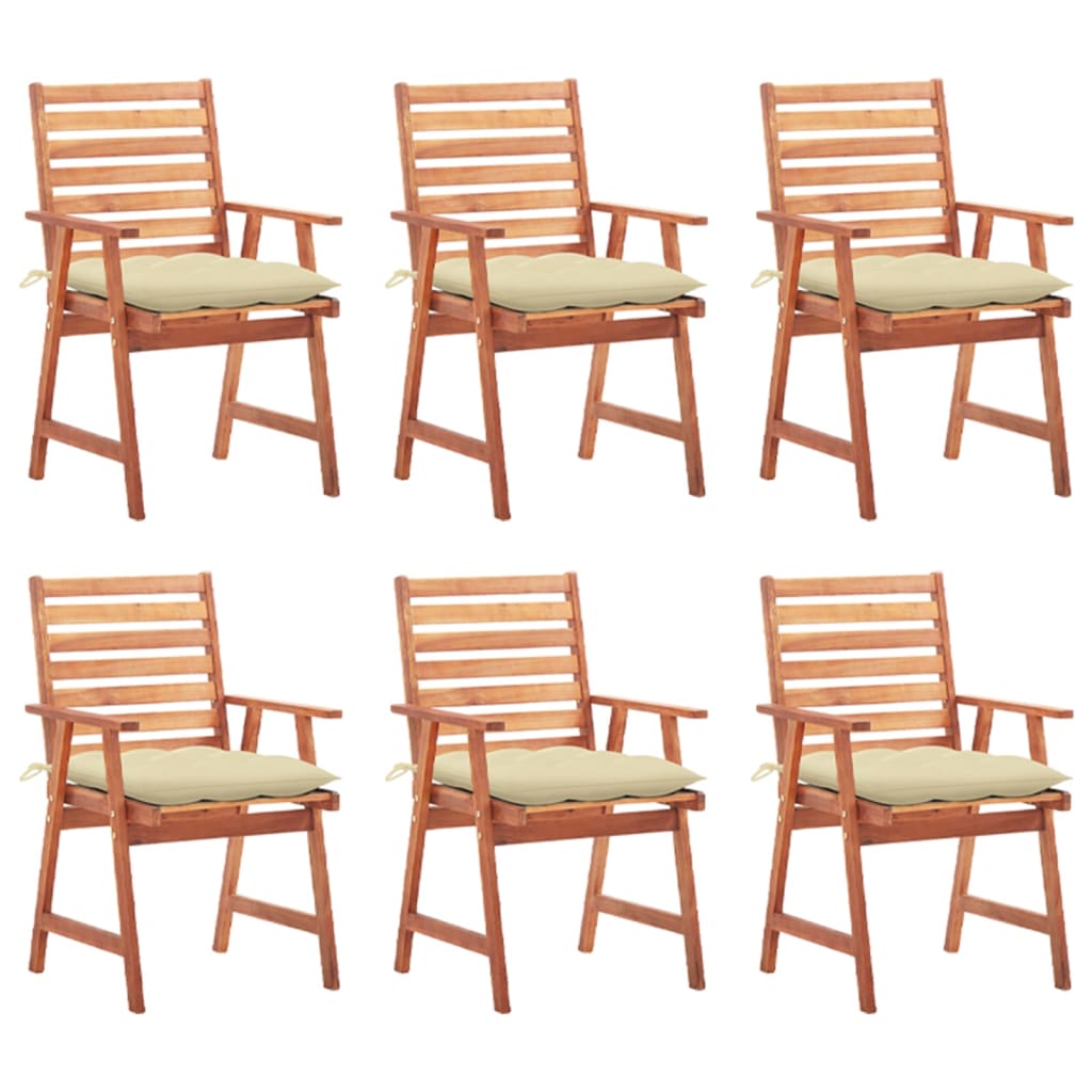 Chaises de jardin 4 pcs avec coussins en bois d'acacia massif