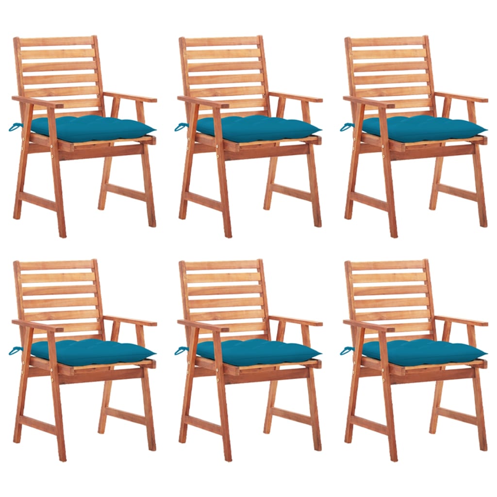 Chaises de jardin 4 pcs avec coussins en bois d'acacia massif