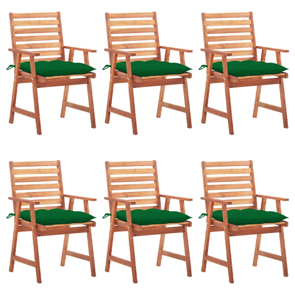 Chaises de jardin 4 pcs avec coussins en bois d'acacia massif