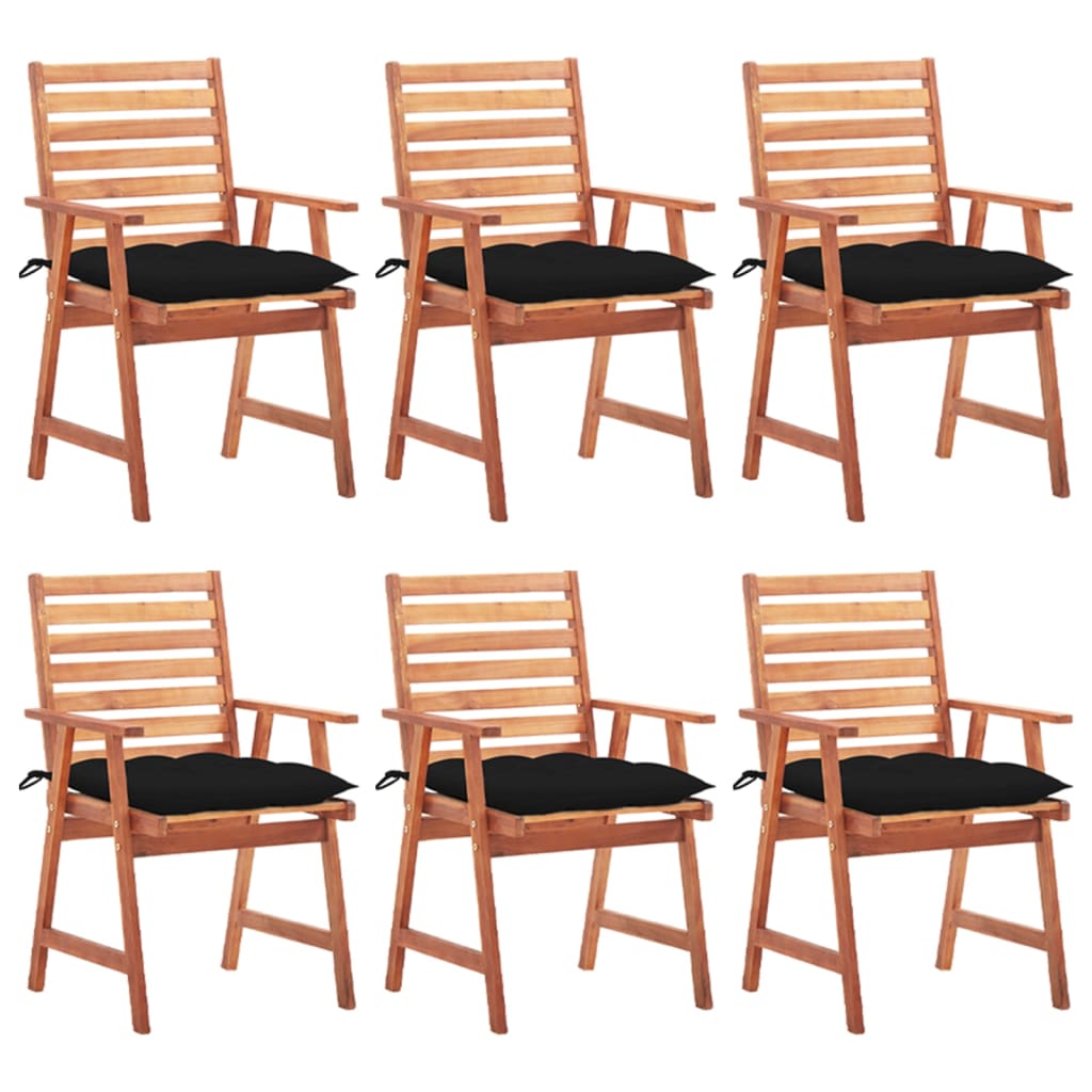 Chaises de jardin 4 pcs avec coussins en bois d'acacia massif