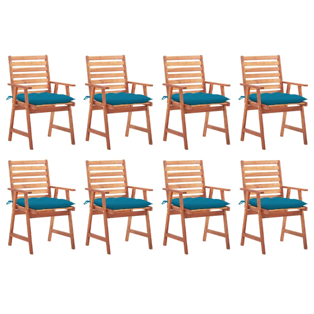 Chaises de jardin 4 pcs avec coussins en bois d'acacia massif