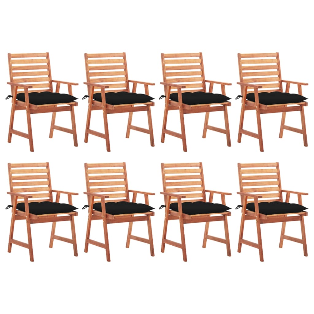 Chaises de jardin 4 pcs avec coussins en bois d'acacia massif