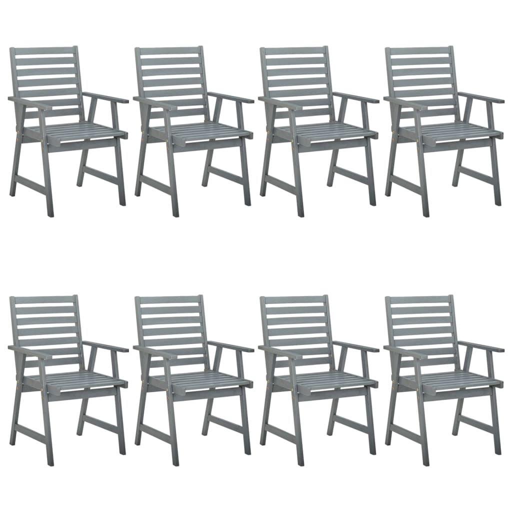 Chaises de jardin 3 pcs avec coussins en bois d'acacia massif