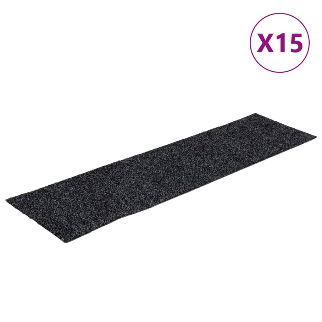 15 pcs Tapis d'escalier autocollants rectangulaires 76x20 cm