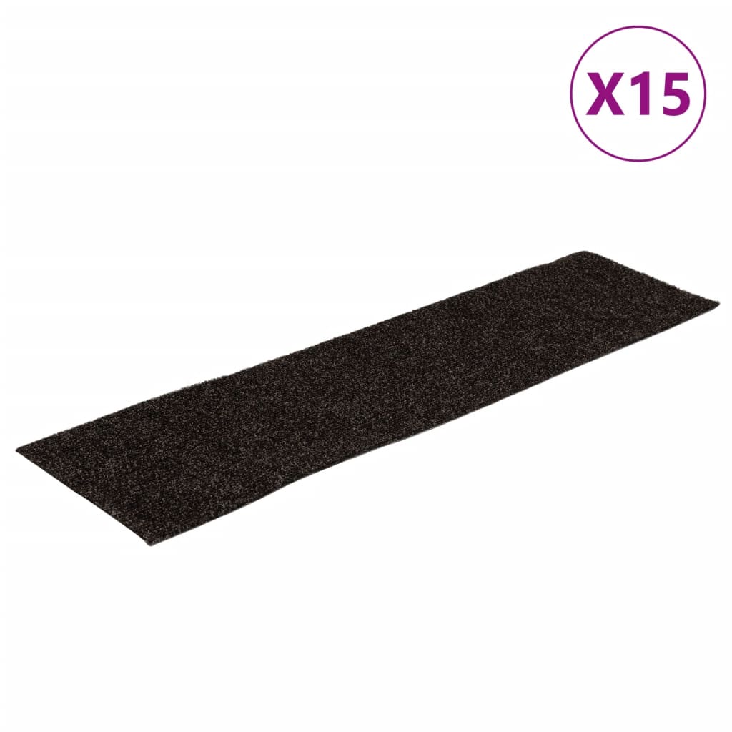 15 pcs Tapis d'escalier autocollants rectangulaires 76x20 cm