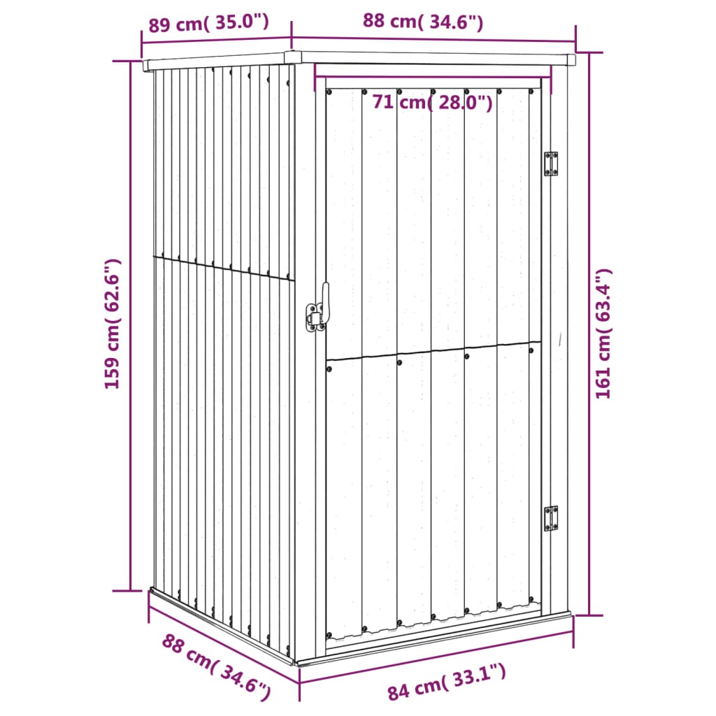 Abri de jardin 88x89x161 cm acier galvanisé, anthracite