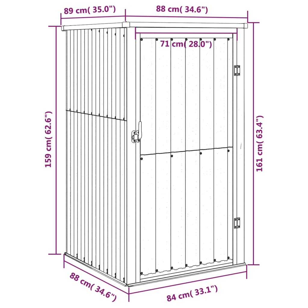 Abri de jardin 88x89x161 cm acier galvanisé, anthracite