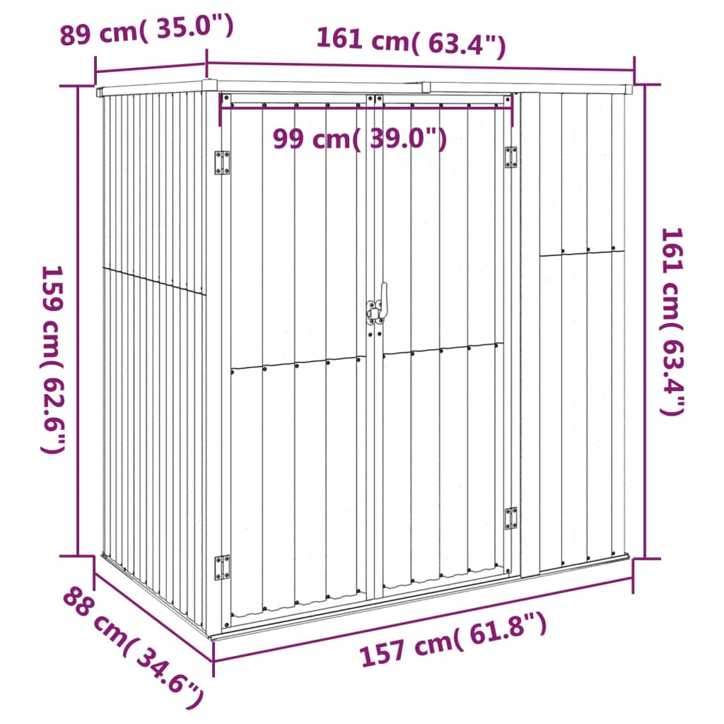 Abri de jardin 88x89x161 cm acier galvanisé, anthracite