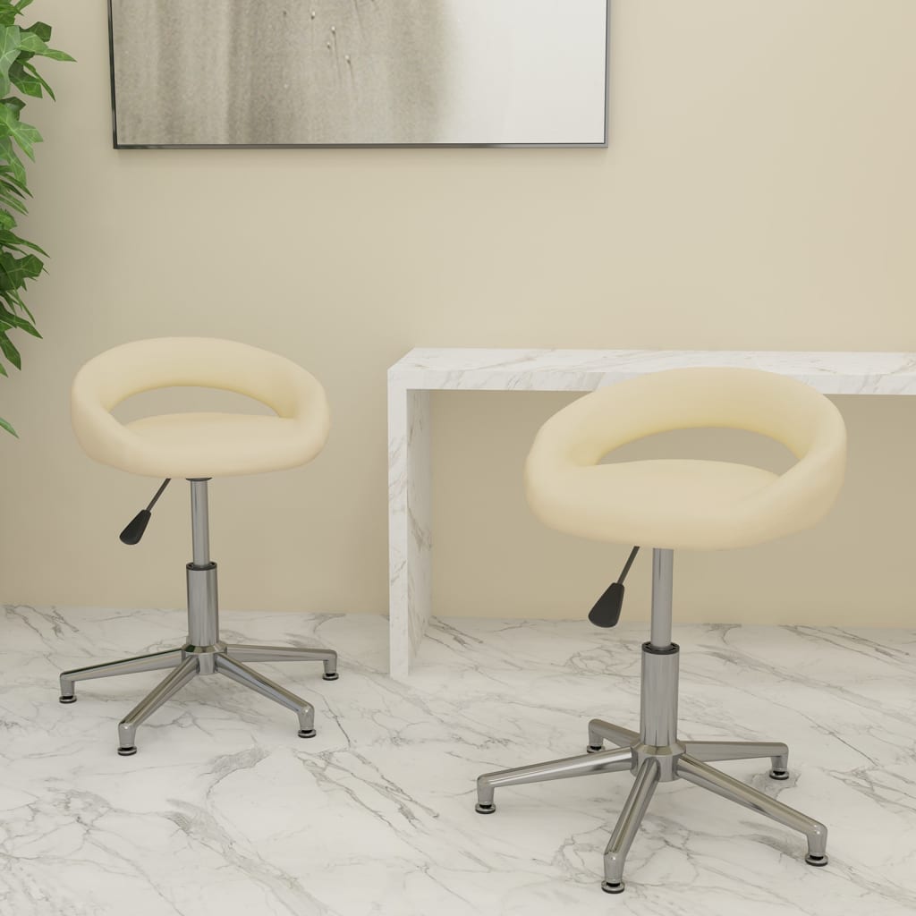 Chaises de salle à manger pivotantes 2 pcs en cuir artificiel couleur crème