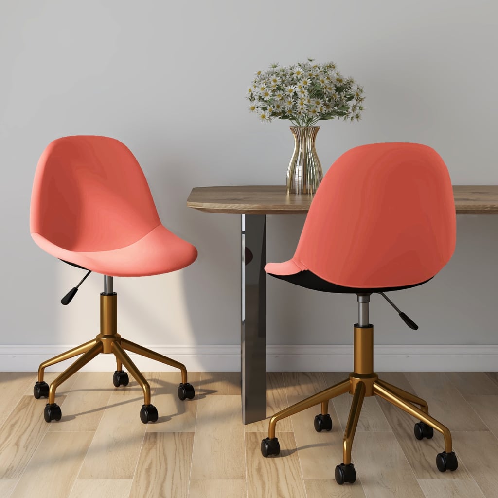 Chaises de salle à manger pivotantes 2 pcs velours rose