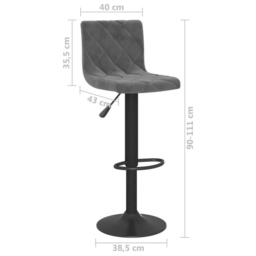 Tabourets de bar 2 pcs velours