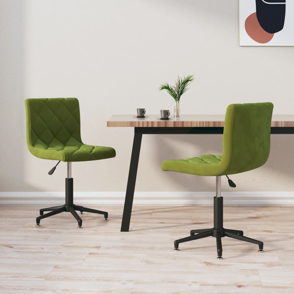 Chaises de salle à manger pivotantes 2 pcs velours vert clair