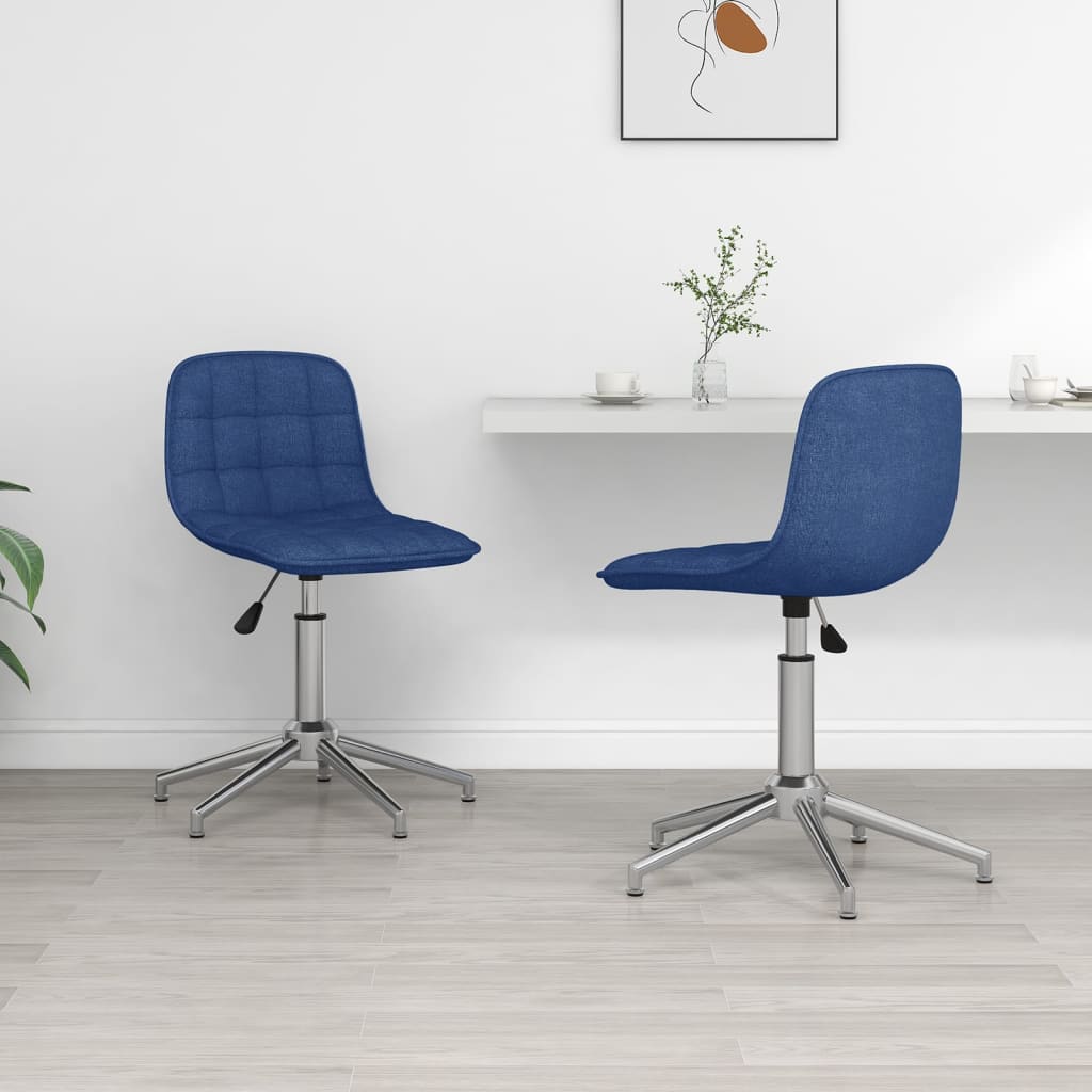 Chaises de salle à manger 2 pcs pivotantes en tissu bleu