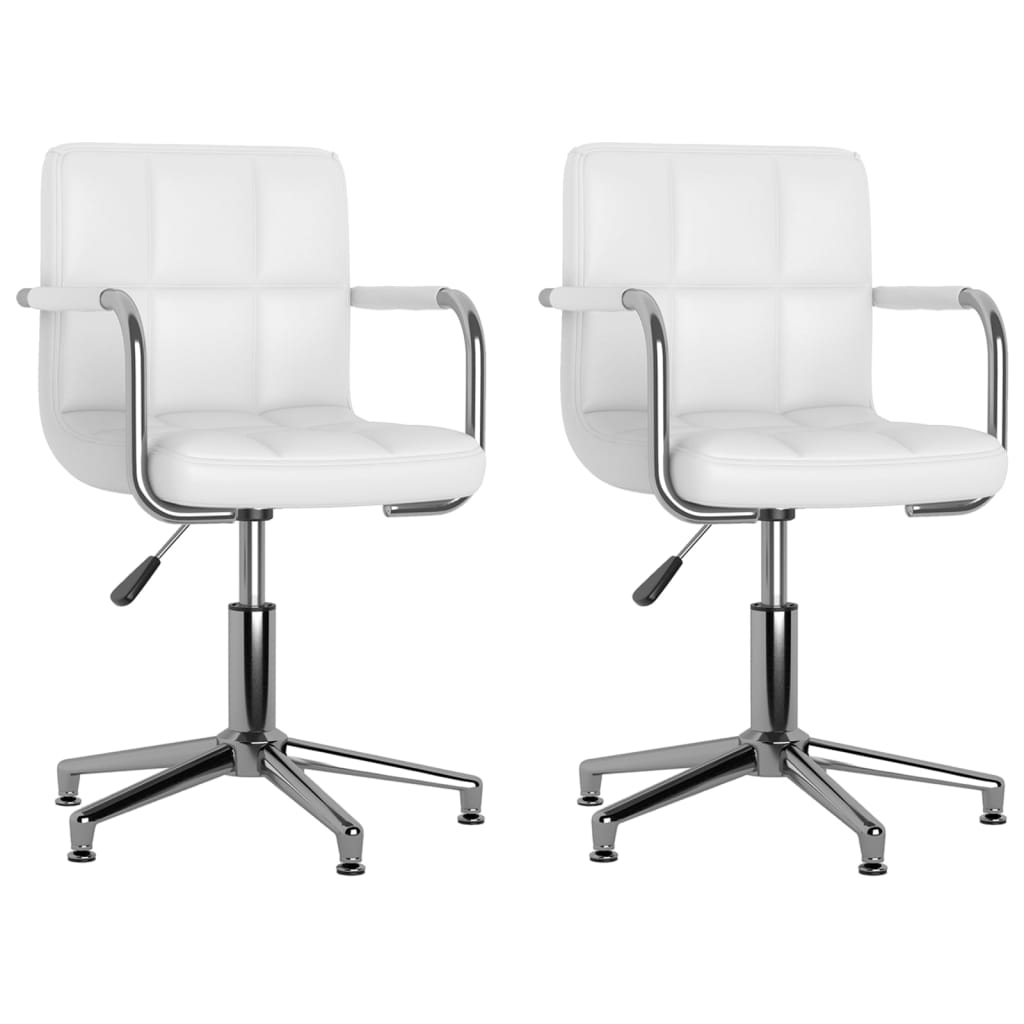 Chaises de salle à manger pivotantes 2 pcs en cuir artificiel blanc