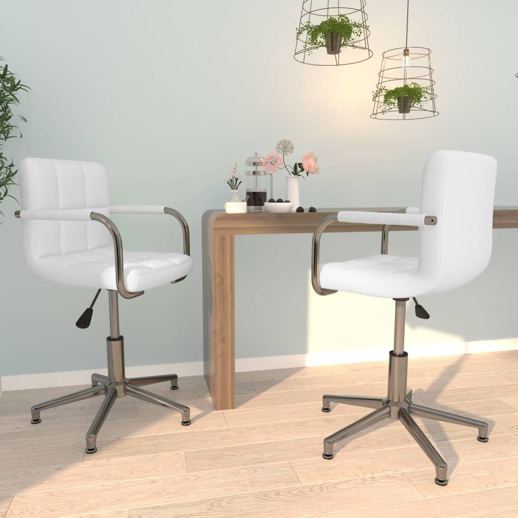 Chaises de salle à manger pivotantes 2 pcs en cuir artificiel blanc