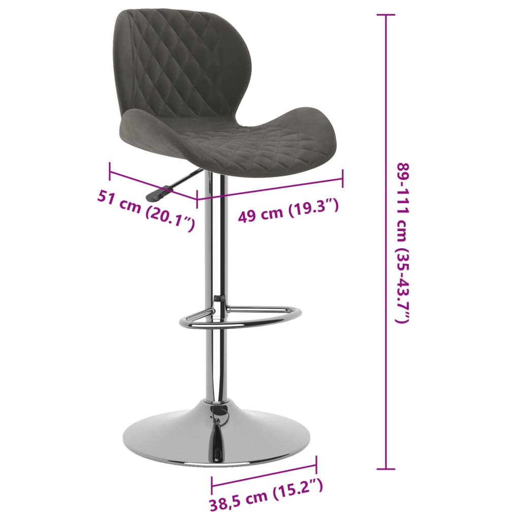 Tabourets de bar 2 pcs velours