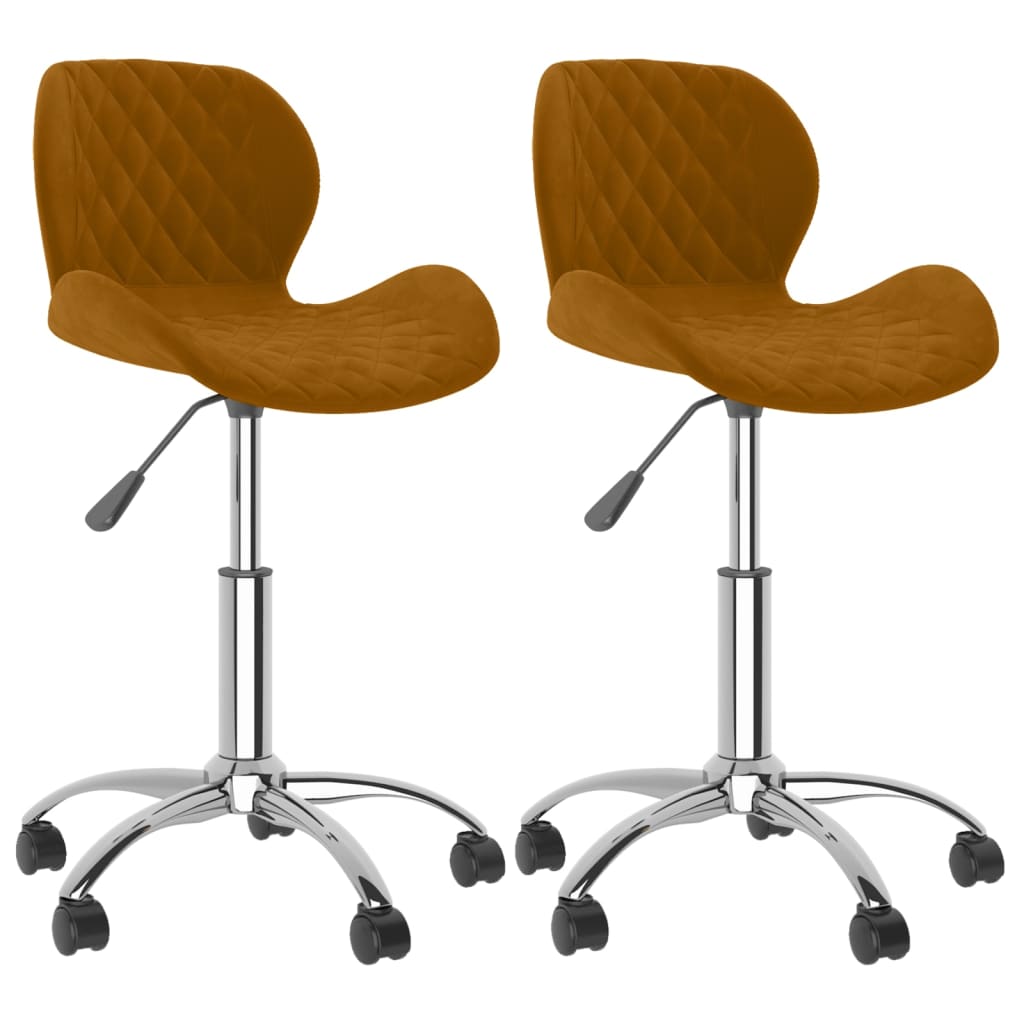 Chaises de salle à manger pivotantes 2 pcs velours marron