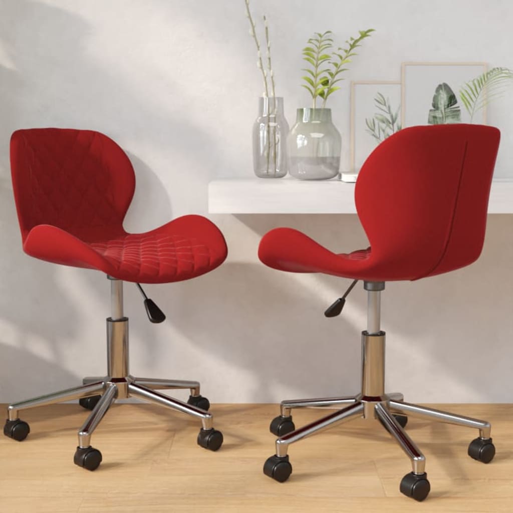 Chaises de salle à manger pivotantes 2 pcs velours rouge vin