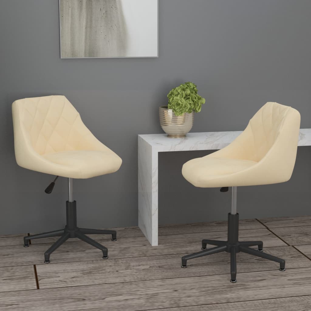 Chaises de salle à manger pivotantes 2 pcs velours couleur crème