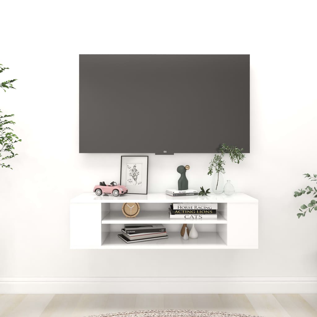 Meuble TV suspendu 100x30x26,5 cm bois fini chêne sonoma coloré