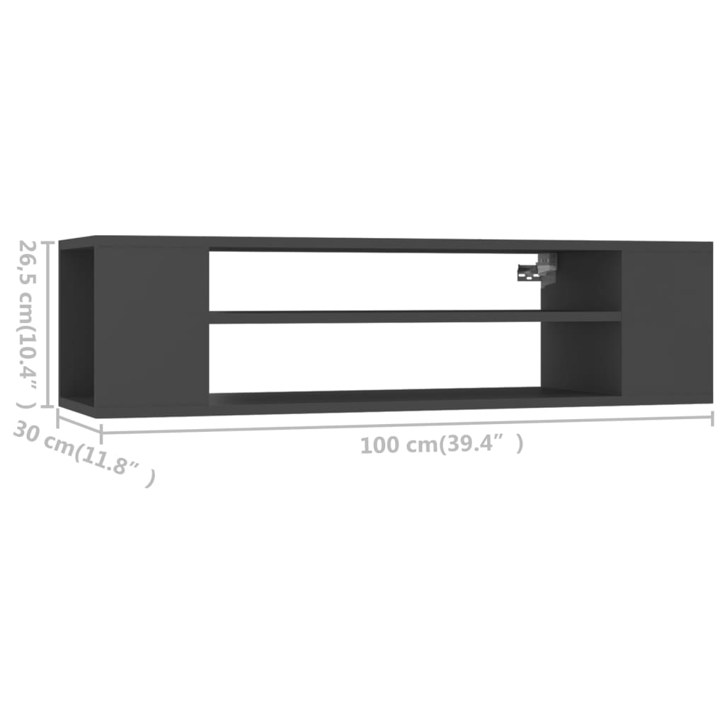 Meuble TV suspendu 100x30x26,5 cm bois fini chêne sonoma coloré