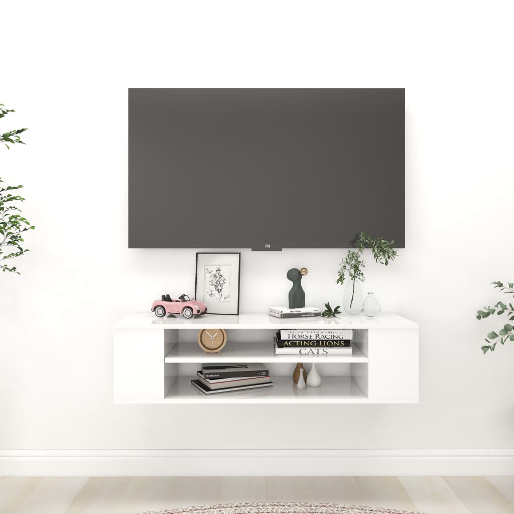 Meuble TV suspendu 100x30x26,5 cm bois fini chêne sonoma coloré