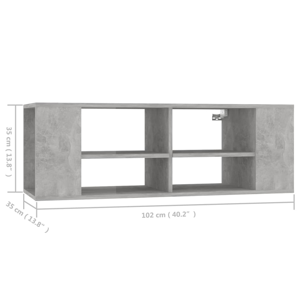 Meuble TV mural 102x35x35 cm en bois travaillé