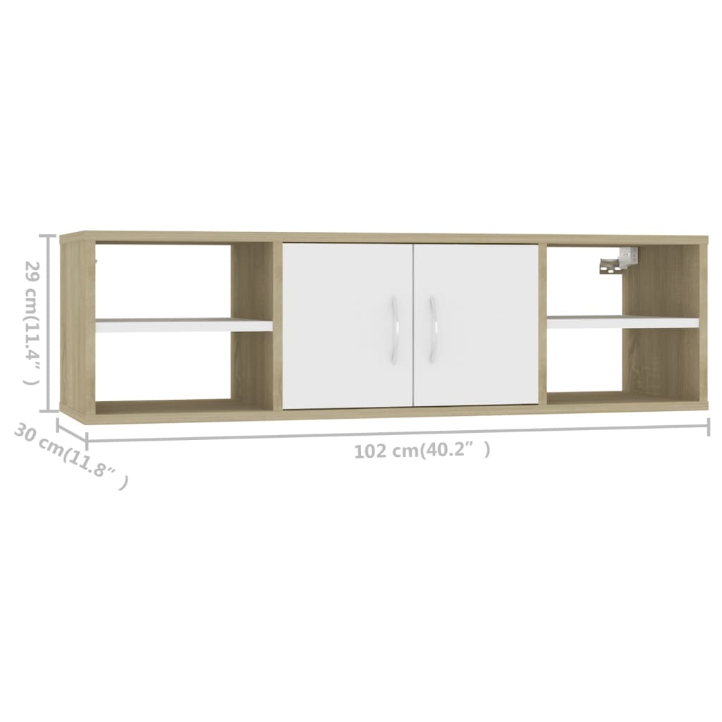 Wandschap 102x30x29 cm bewerkt hout