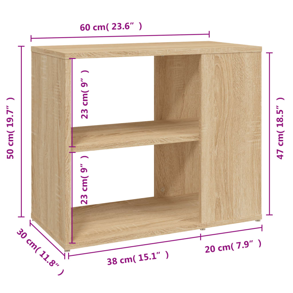 Bijzetkast 60x30x50 cm bewerkt hout eikenkleurig