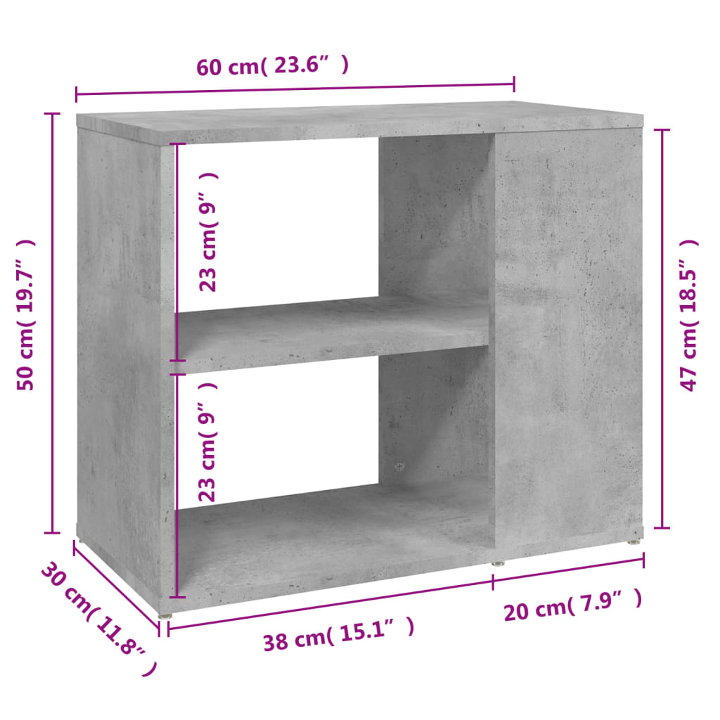 Bijzetkast 60x30x50 cm bewerkt hout