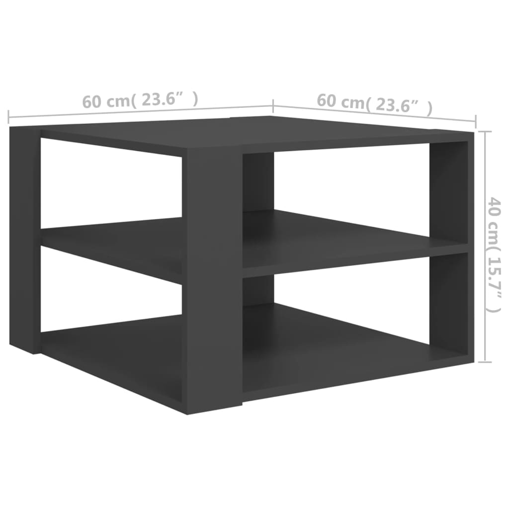 Table basse 60x60x40 cm en dérivé du bois couleur chêne