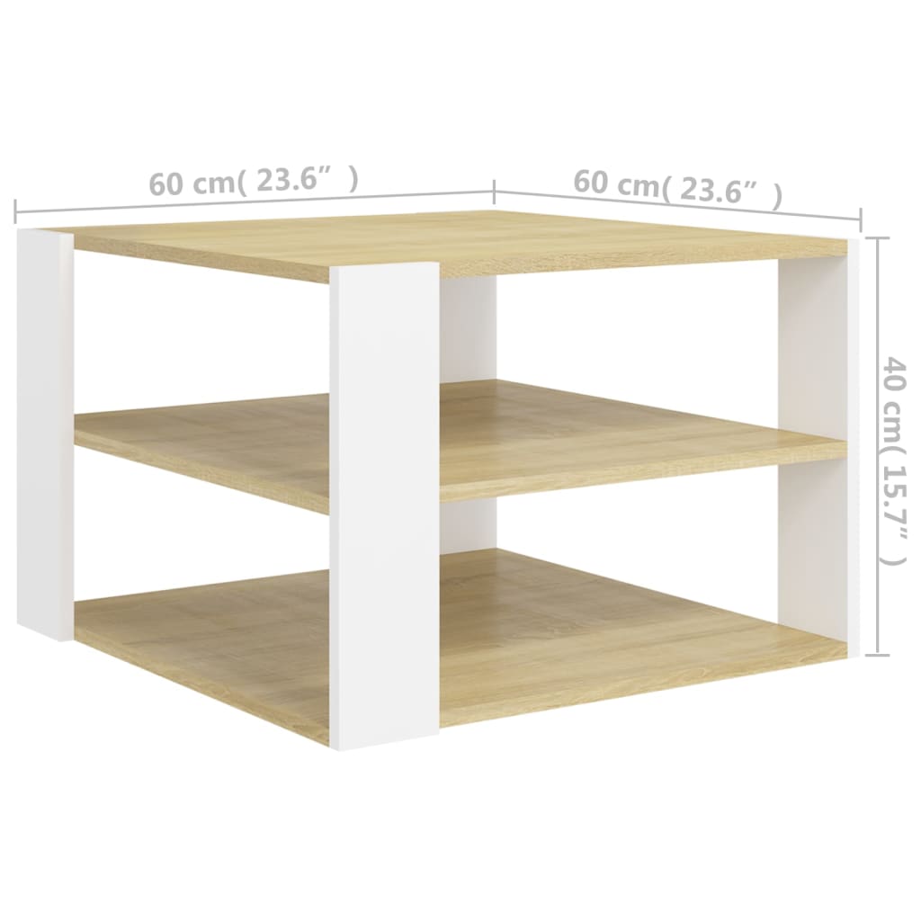 Table basse 60x60x40 cm en dérivé du bois couleur chêne