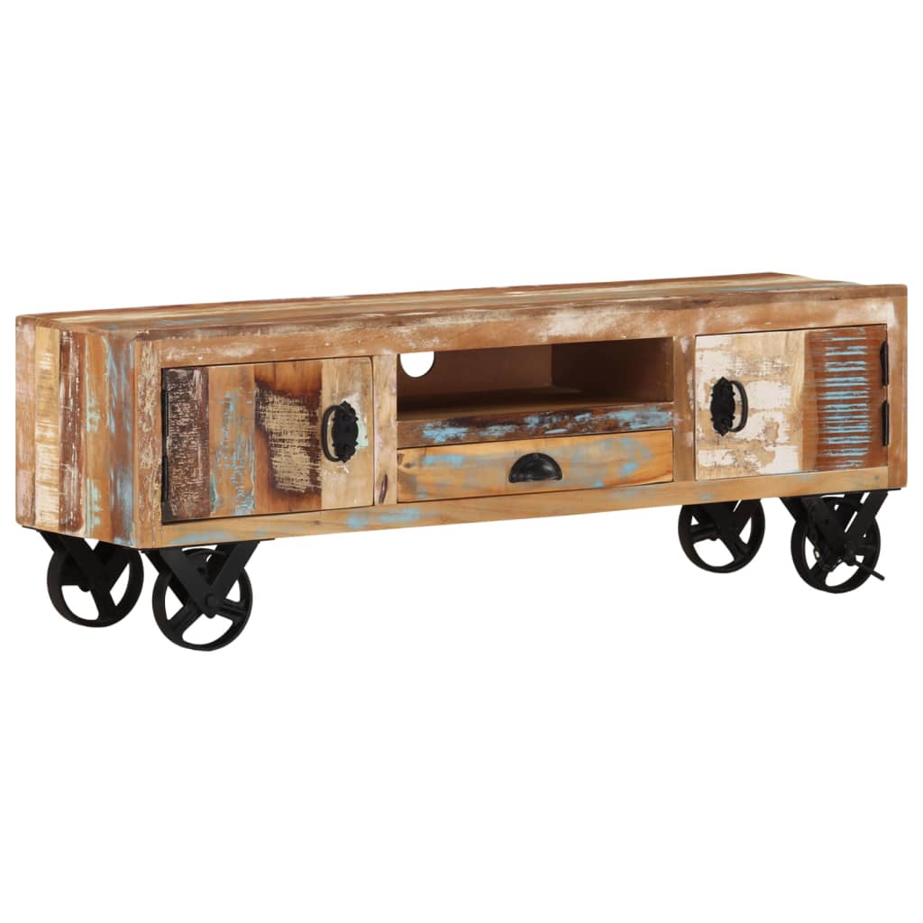 Meuble TV 110x30x50 cm bois de manguier brut