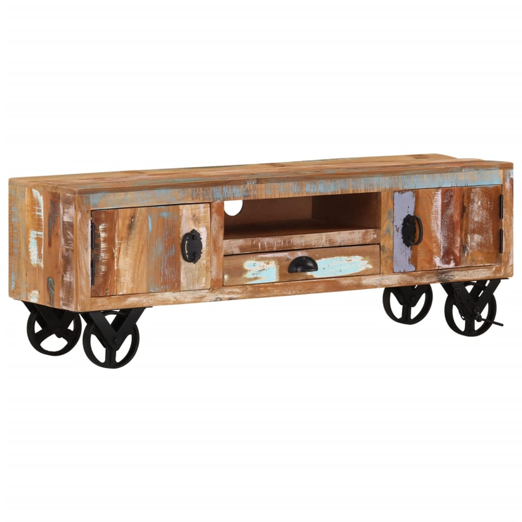 Meuble TV 110x30x50 cm bois de manguier brut