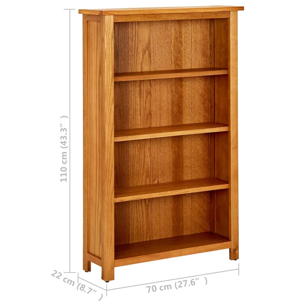 Boekenkast met 5 schappen 70x22x140 cm massief eikenhout