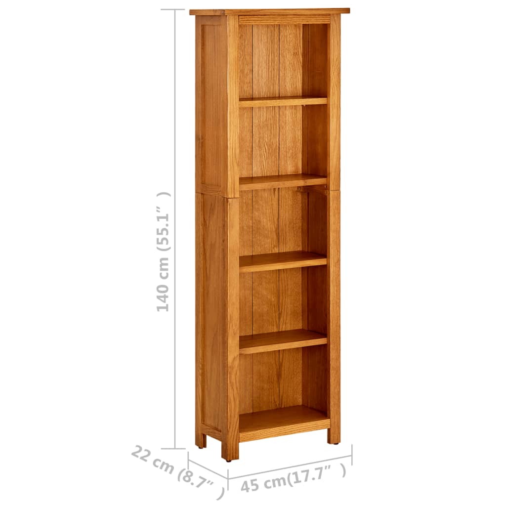 Boekenkast met 4 schappen 45x22x110 cm massief eikenhout