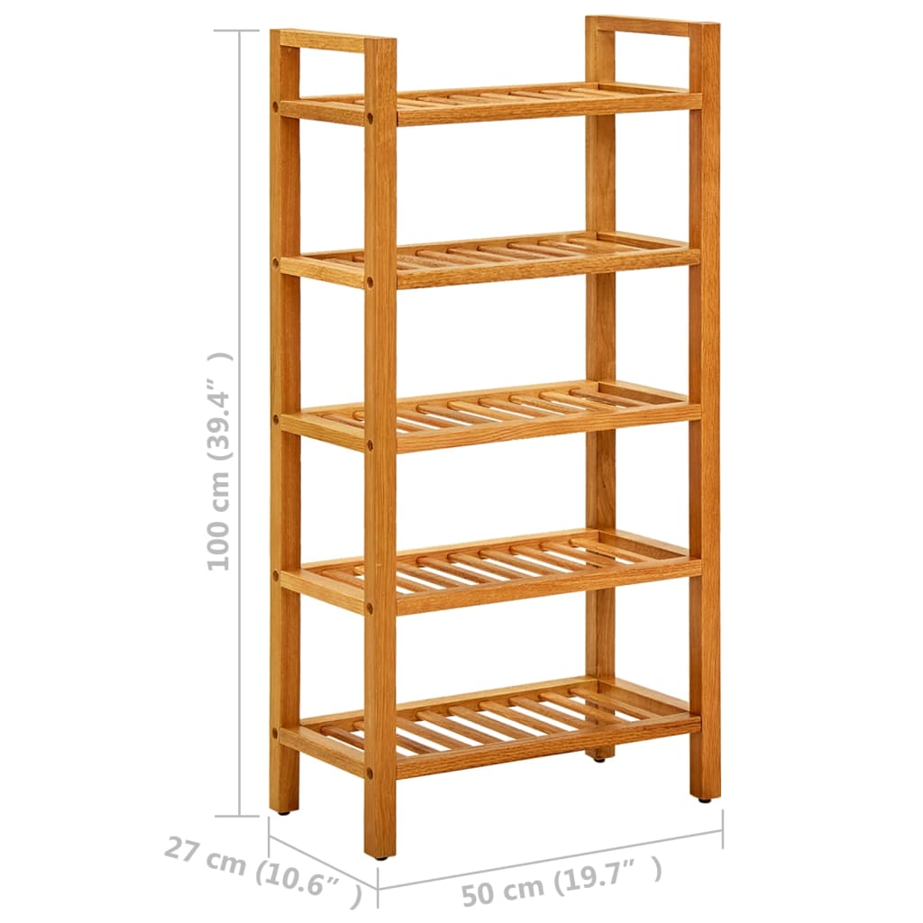 Schoenenrek met 3 schappen 50x27x60 cm massief eikenhout