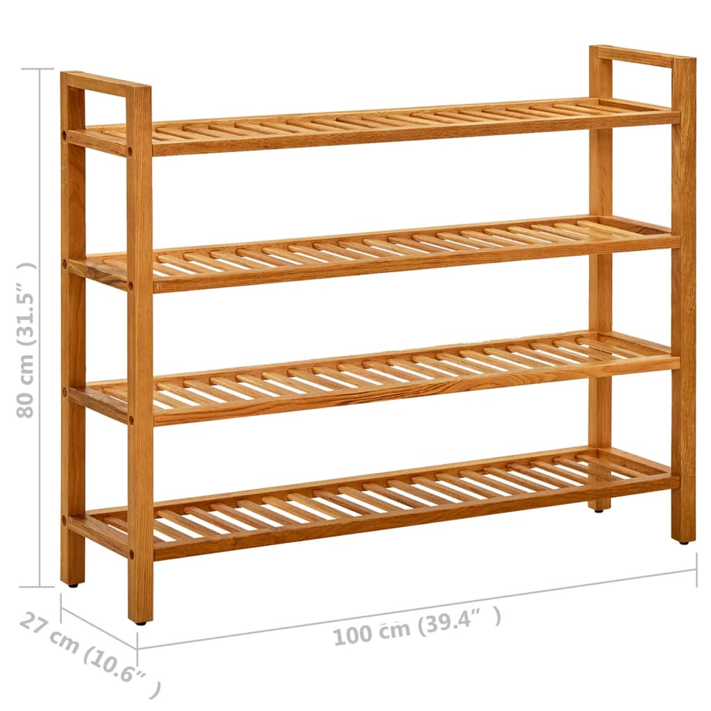 Schoenenrek met 3 schappen 50x27x60 cm massief eikenhout