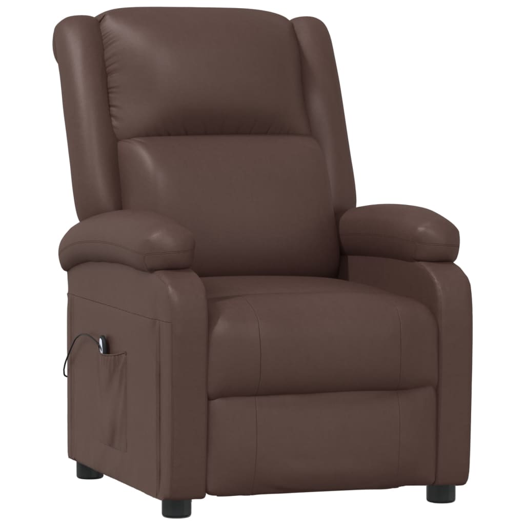 Fauteuil réglable électrique simili cuir marron