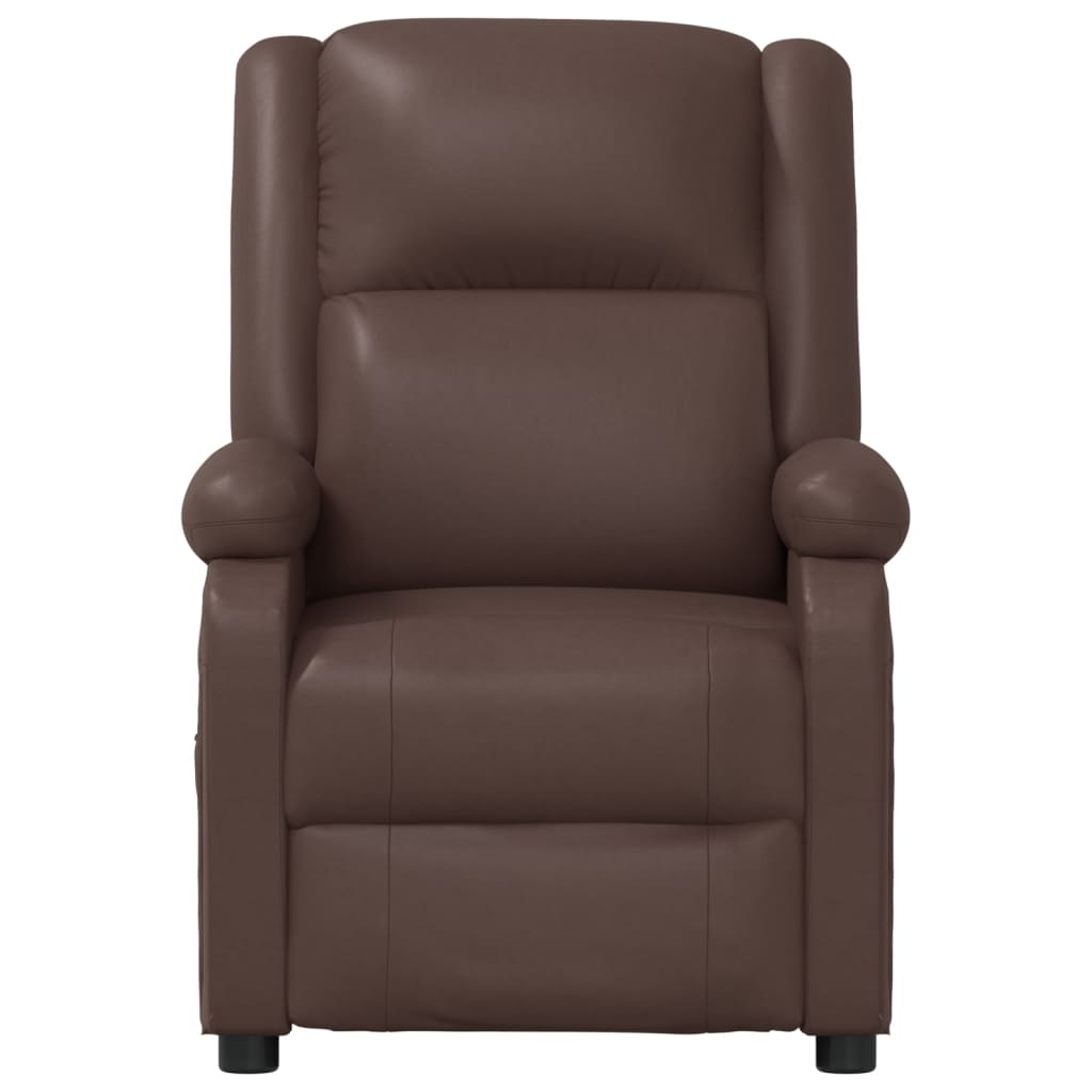 Fauteuil réglable électrique simili cuir marron